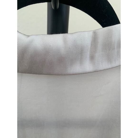 T Tahari-Utility-Button Up-Long Sleeve-Collared-Blouse-Satin-Silver-Women-S - Picture 6 of 7